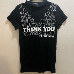 Disturbia Black Tee with White Thank You Design